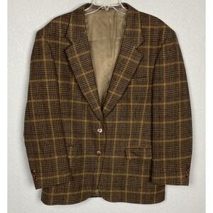 Vintage Woolrich Tweed Wool Sport Coat Men's M Brown Plaid Classic Academia